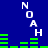 Blue background with white text spelling 'NOAH' in three vertical and green horizontal bars arranged in a pattern below each