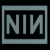 Static pixelated icon featuring large light gray letters NIN on black background with light blue border.
