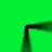 A black, pixelated line drawing of a U-shaped structure with rounded corners on a solid green background.