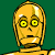 Four pixelated views of a golden robot head with yellow eyes against green background, showing subtle expression and pose variations.