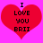 Two identical red heart shapes on a bright pink background with black text reading "I LOVE YOU BRII" inside each heart.