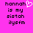 Pixelated text on bright pink background with white heart symbol replacing 'hannah' lettering.