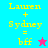 Two side-by-side display yellow text reading 'Lauren + Sydney = bff' with a star symbol; left has cyan background and pink star, right has blue-gray background and no star