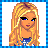 A 48x48 pixel buddy icon split into two frames: left frame shows a blonde cartoon girl with blue eyes, right frame displays a pink heart with "I AM LOVED!" text.