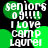 Green and black pixelated icon with white text reading "seniors 09!!!!! I LOVE camp laurel" in four identical quadrants.
