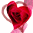 A pixelated red heart held by a pink hand with text reading "Love... Where the heart is" on a white background.