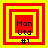 Four square with red and yellow borders display "Mon Utd #1" text, showing animation changes in the central yellow rectangle's position