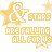 identical pixelated icons featuring a cartoon character pointing, with text reading "STARS ARE FALLING ALL FOR US" and star motifs on a light background