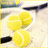 Pixelated image split into two sections: left shows three yellow tennis balls on a light surface, right displays pink background with white text.