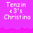 Pixelated text on a bright pink background with a jagged lower edge, showing repeated 'Tenzin <3's Christina' text in white.