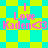 Pixelated text "I Love Kaden<33" on a checkered background with two distinct patterns, one square and one diamond-shaped.