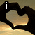 Animated sequence of heart-shaped hand gestures with text overlays against a sunset background, displaying 'i', 'love', 'you', 'edward', and '<3' in different frames.
