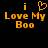 Pixelated orange text on black background reads 'i ❤️ Love My Boo' with a heart symbol replacing the word 'love'.