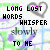 four identical showing a pixelated text-based design with 'LONG LOST WORDS WHISPER slowly TO ME' over a green and blue background, each containing a gray heart outline