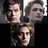 Pixelated collage of three distinct character images with overlaid text labels for Cullen Brothers and Jonas Brothers, set against black background.