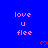 Blue background with repeated pink text 'love u flee' and orange heart symbols in a pattern