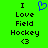 Green background with black text reading "I Love Field Hockey <3" and a blue pixelated heart symbol above the word "Love", displayed in two identical side-by-side