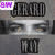 Animated sequence of a person's eyes with changing text overlays on colored backgrounds, each frame showing different text and background colors.