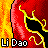 Red and yellow pixelated flame-like shapes with black accents repeat across a , each labeled "Li Dao" in white text on the left side