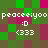 Pixelated of green, brown, and magenta squares with repeated white text 'peaceeyoo' above ':D' and '(333)' in a static pattern