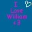 Blue background with pink text reading "I Love William <3" and a white pixelated heart symbol above the text.