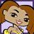 Pixelated cartoon-style icon of a female character with brown hair, wearing a yellow and purple top against a light purple background.
