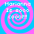 Pixelated text 'Marianna Is 5000 cool!!!' overlaid on a blue and pink spiral background in four identical quadrants.