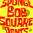 Yellow background with red text and green bubbles, featuring three Spongebob Squarepants characters in various poses.