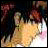 Animated GIF showing a character with light brown hair and red eyes in a dynamic pose against a dark background with blurred figures.