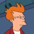 Pixelated profile of a character with orange spiky hair, glasses, red jacket over white shirt against blue background.