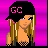 Animated contact sheet showing a pixel-art character in various poses with pink text overlay on black background.