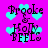 Pixelated text 'Brooke & Holly BEELS' on bright pink background with cyan hearts, animated heart positions shift across frames.