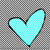 Three cyan heart shapes with black outlines on a checkered background, each showing slight variations in size and position.