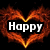 Animated heart-shaped fire effect with text overlays on black background, transitioning from 'Happy New Year' to partial name.