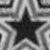 A black-and-white star-shaped icon with layered outlines and a solid center, displayed in multiple variations across four