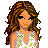 A contact sheet of 10 animated frames showing a pixel-art character with long curly hair, wearing a floral top and blue jeans, alongside text phrases about taking from the south.