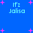 Blue background with pink plus signs and light blue text reading "Itz Jalisa" in four quadrants.