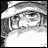Black-and-white pixelated image of a character with a head covering and beard, next to text reading 'AnimeIM' and 'COM' on a black background.
