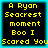 four identical pixelated text with yellow lettering on black background, each displaying "A Ryan Seacrest moment Boo I Scared You" in a retro digital font