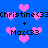 Pixelated blue background with pink heart shapes and repeated text 'Christine<33' and 'Max<33' in black pixel font.