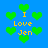 Blue background with green heart shapes and yellow text reading "I Love Jen" in pixelated font.