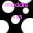 Pixelated icon with pink text 'maddie' and '<33' on black background, white circular shapes scattered throughout.
