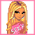 Animated contact sheet of a pixel-art girl character with blonde hair and pink outfit, showing sequential frames of text animation from 'IRL' to 'GIRLS GIRLS GIRLS JUST WANNA HAVE FUN!'