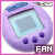 Pixelated icon of a purple handheld device with a light blue screen and four dark purple buttons, framed by a pink border with "FAN" text in the bottom right corner.
