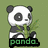 Pixelated panda holding green bamboo with 'panda' text below on black background.