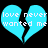 Two cyan broken heart shapes with white text reading 'love never wanted me' on a black background.
