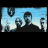 Animated contact sheet showing two frames of a pixelated cartoon scene with silhouetted figures against a blue sky, featuring floating text elements and a mountain silhouette.