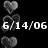 Black background with pixelated gray hearts and white text reading '6/14/06', '& Im Still..', and 'In Love' in a vertical arrangement.