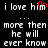Pixelated text reads 'i love him i love him ... more then he will ever know' with a red heart replacing the 'm' in 'him' on one side.