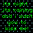 Green pixelated text on black background reads "its night its raining and i want you to kiss me!" in two identical vertical with light blue dots